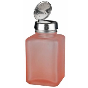 ONE-TOUCH\, SS\, SQUARE GLASS PINK FROSTED\, 4 OZ\,